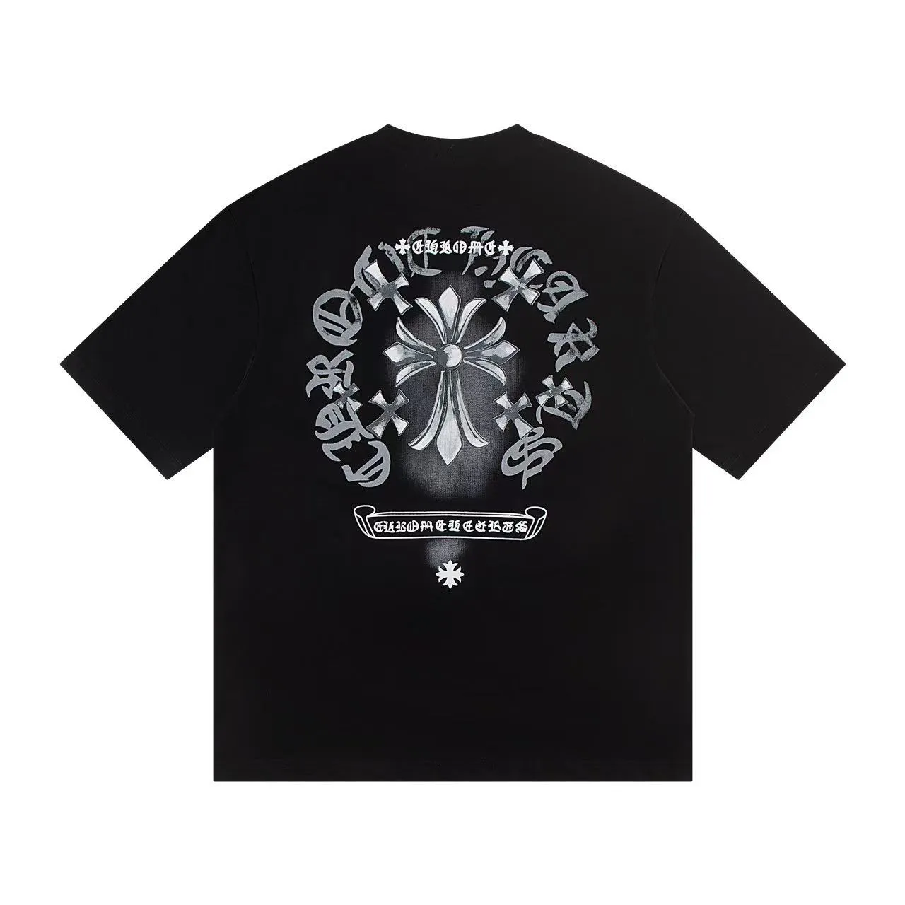 🅿️146 Style: 2025 new Croix Heart short-sleeved T-shirt Material: High version 300g double yarn combed cotton Size: S～XL Color: Black Style number: Z019